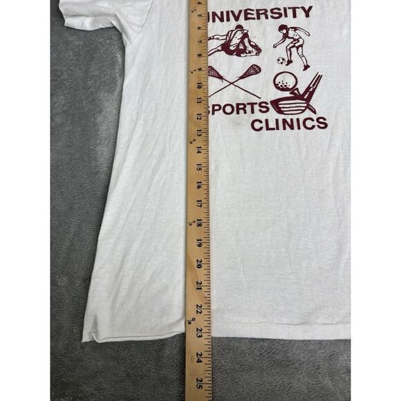 Vintage 80s University Sports Short Sleeve T Shirt Men's Size Small White - Picture 12 of 12